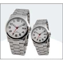 Montre d&#39;amant d&#39;acier inoxydable, montres de couple de quartz (15169)